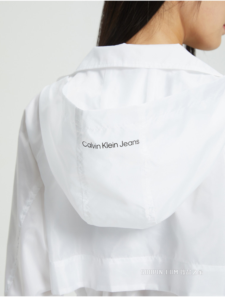 Calvin Klein 22春季新品新款女士休闲拉链连帽收腰立体徽标外套J218892