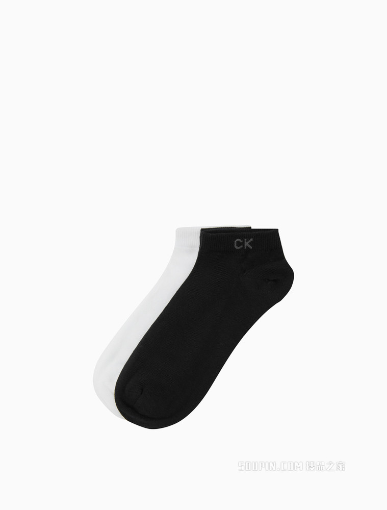 Calvin Klein 22春季新款男士两双装简约LOGO提花舒适运动短袜CKP32870