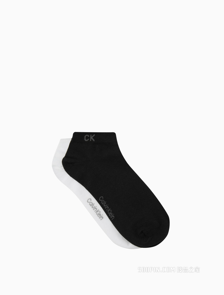 Calvin Klein 22春季新款男士两双装简约LOGO提花舒适运动短袜CKP32870