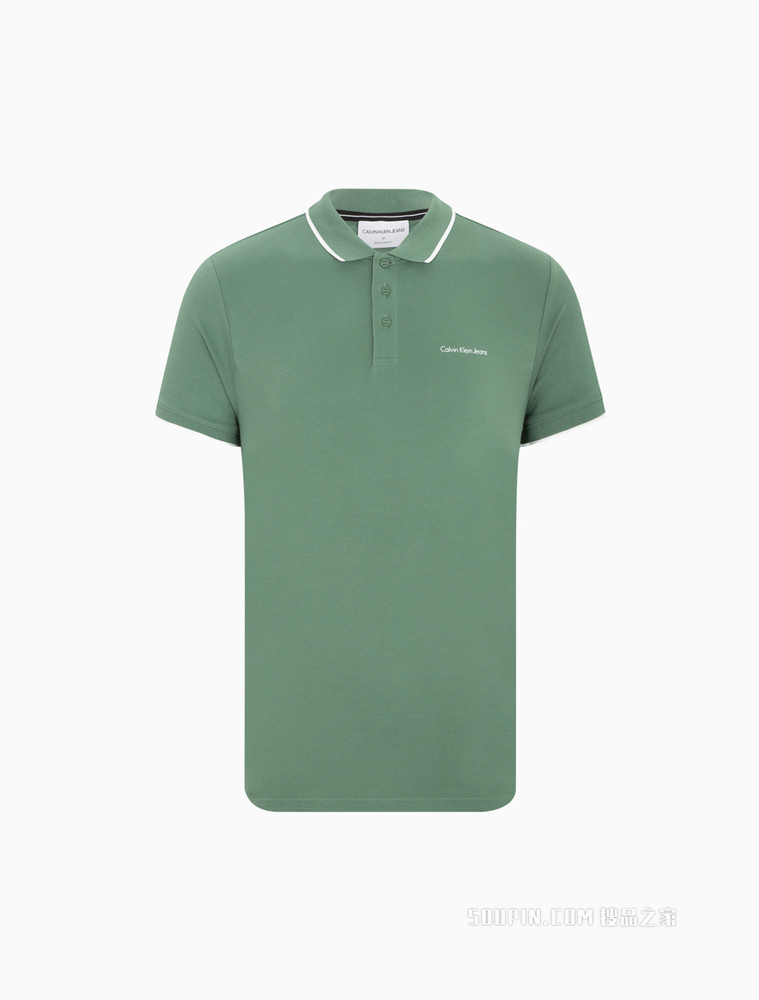 Calvin Klein 22春夏新品新款男休闲镶边翻领小LOGO透气短袖POLO衫J319183