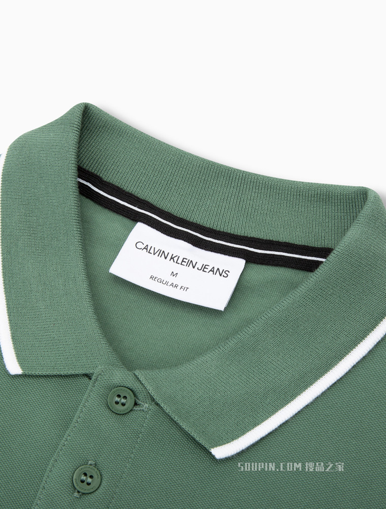 Calvin Klein 22春夏新品新款男休闲镶边翻领小LOGO透气短袖POLO衫J319183