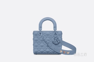 小号 Lady Dior My ABCDior 手袋 丹宁蓝色牛皮革钻石形图案藤格纹