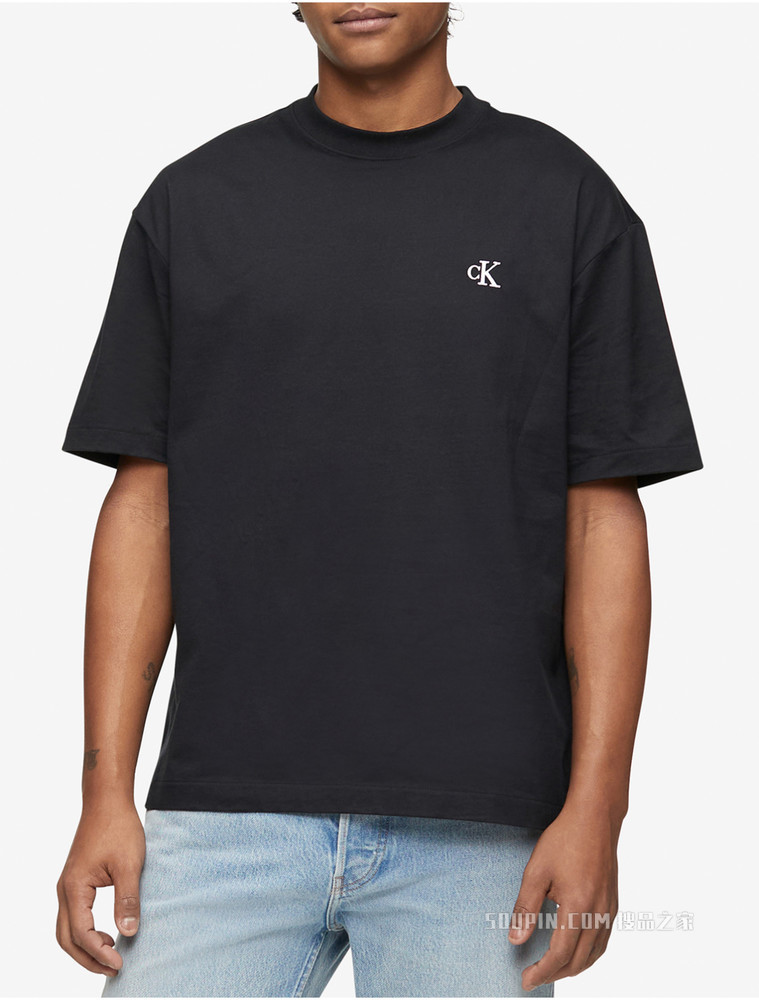 Calvin Klein 22春夏新款男士休闲纯棉圆领刺绣LOGO短袖T恤40HM229
