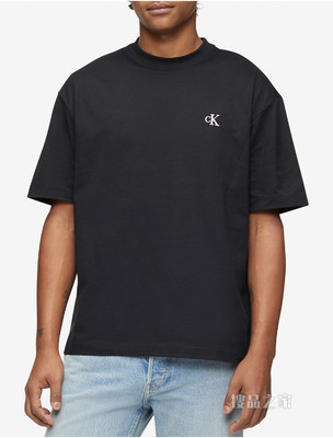 Calvin Klein 22春夏新款男士休闲纯棉圆领刺绣LOGO短袖T恤40HM229