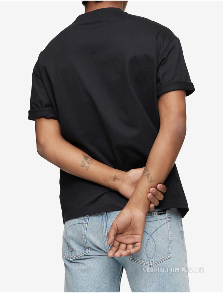Calvin Klein 22春夏新款男士休闲纯棉圆领刺绣LOGO短袖T恤40HM229