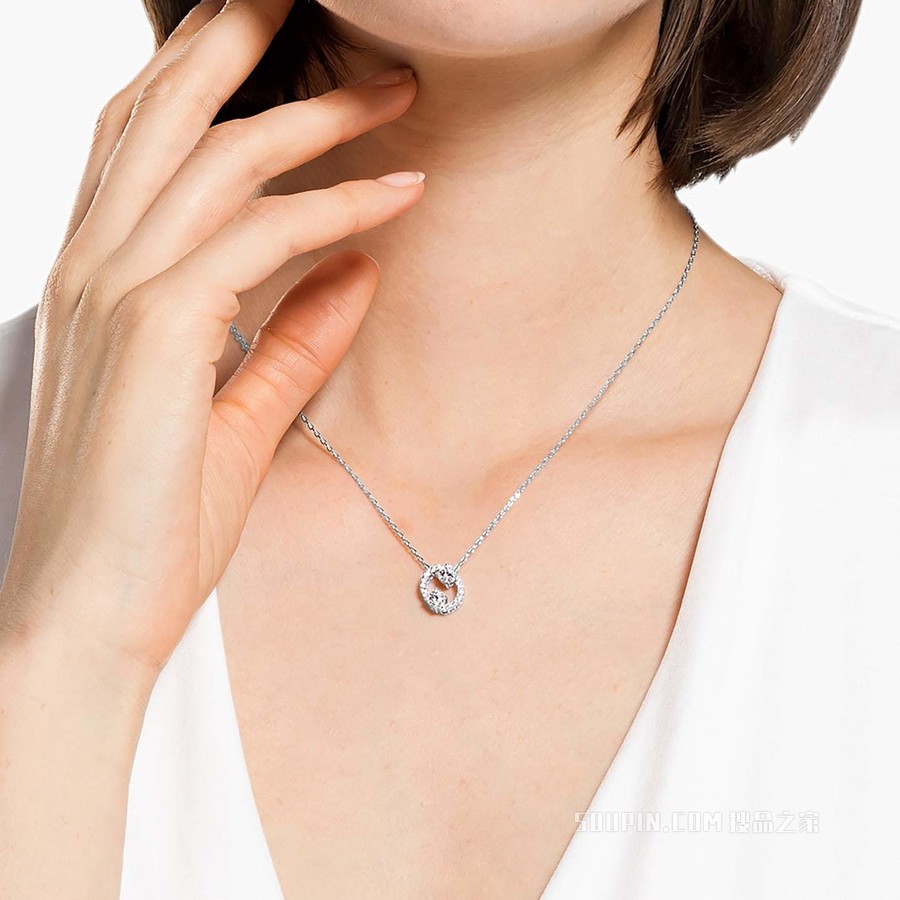 Zodiac II 链坠, 巨蟹座, 白色, 混合金属润饰