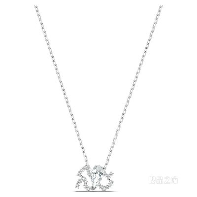 Zodiac II 链坠, 水瓶座, 白色, 混合金属润饰