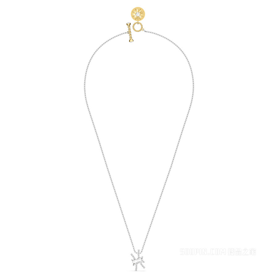 Zodiac II 链坠, 双鱼座, 白色, 混合金属润饰