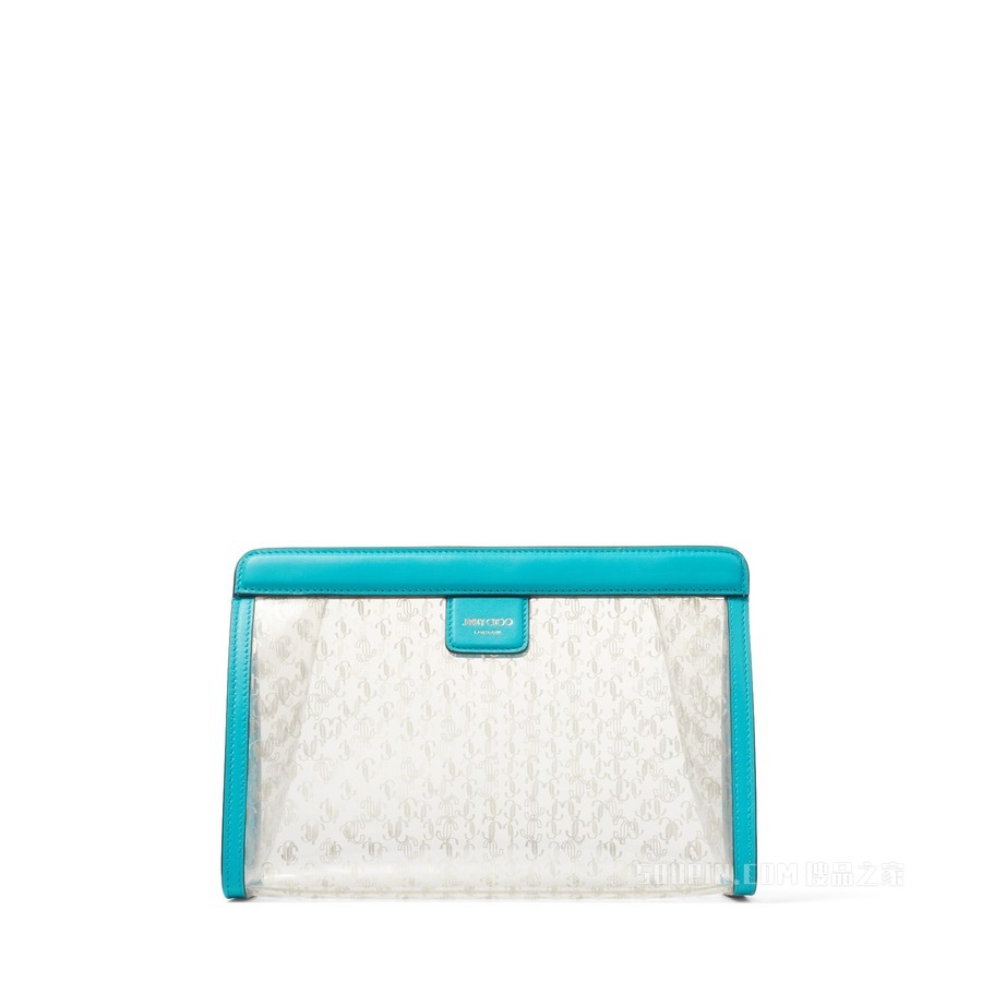 VARENNE POUCH 字母印花透明树脂拼拿铁色皮革荷包