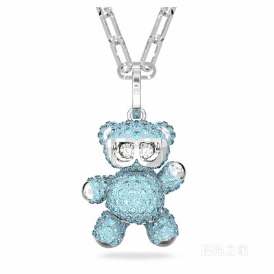 Teddy 链坠, 蓝色, 镀铑
