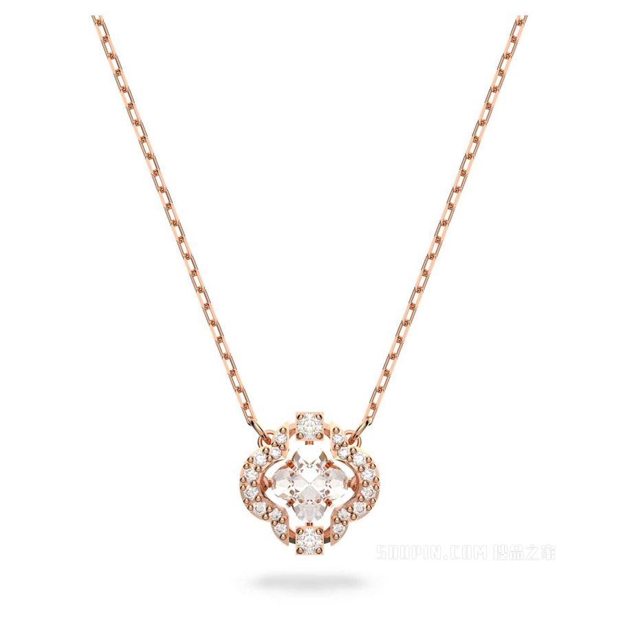 Swarovski Sparkling Dance 项链, 白色, 镀玫瑰金色调