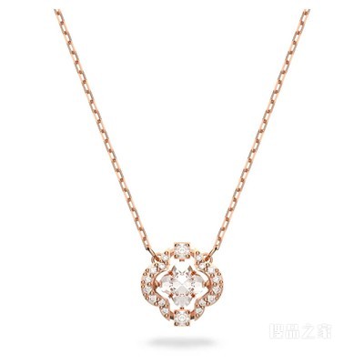 Swarovski Sparkling Dance 项链, 白色, 镀玫瑰金色调