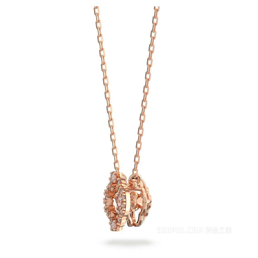 Swarovski Sparkling Dance 项链, 白色, 镀玫瑰金色调