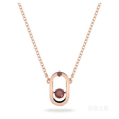 Swarovski Sparkling Dance Oval 项链, 圆形切割, 红色, 镀玫瑰金色调