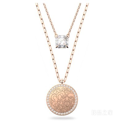 Connexus medallion 项链, 套装 (2), 花朵, 粉红色, 镀玫瑰金色调
