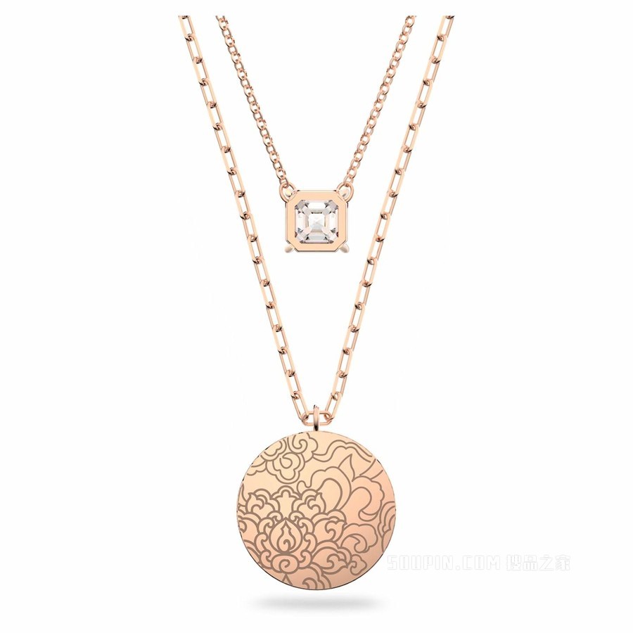 Connexus medallion 项链, 套装 (2), 花朵, 粉红色, 镀玫瑰金色调