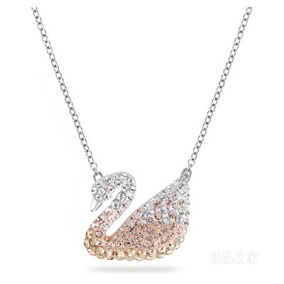 Swarovski Iconic Swan 链坠, 天鹅, 小码, 米色, 镀铑