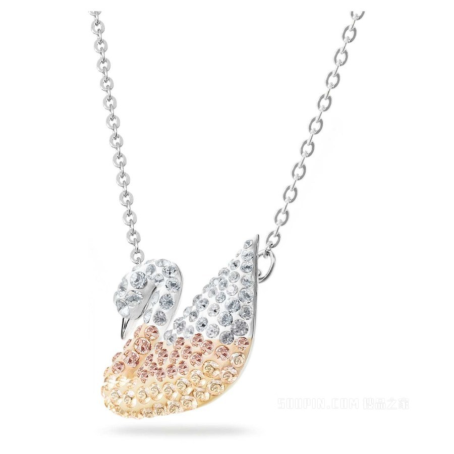 Swarovski Iconic Swan 链坠, 天鹅, 小码, 米色, 镀铑