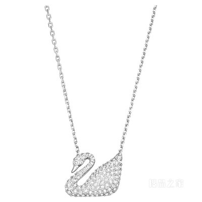 Swan 项链, 天鹅, 白色, 镀铑