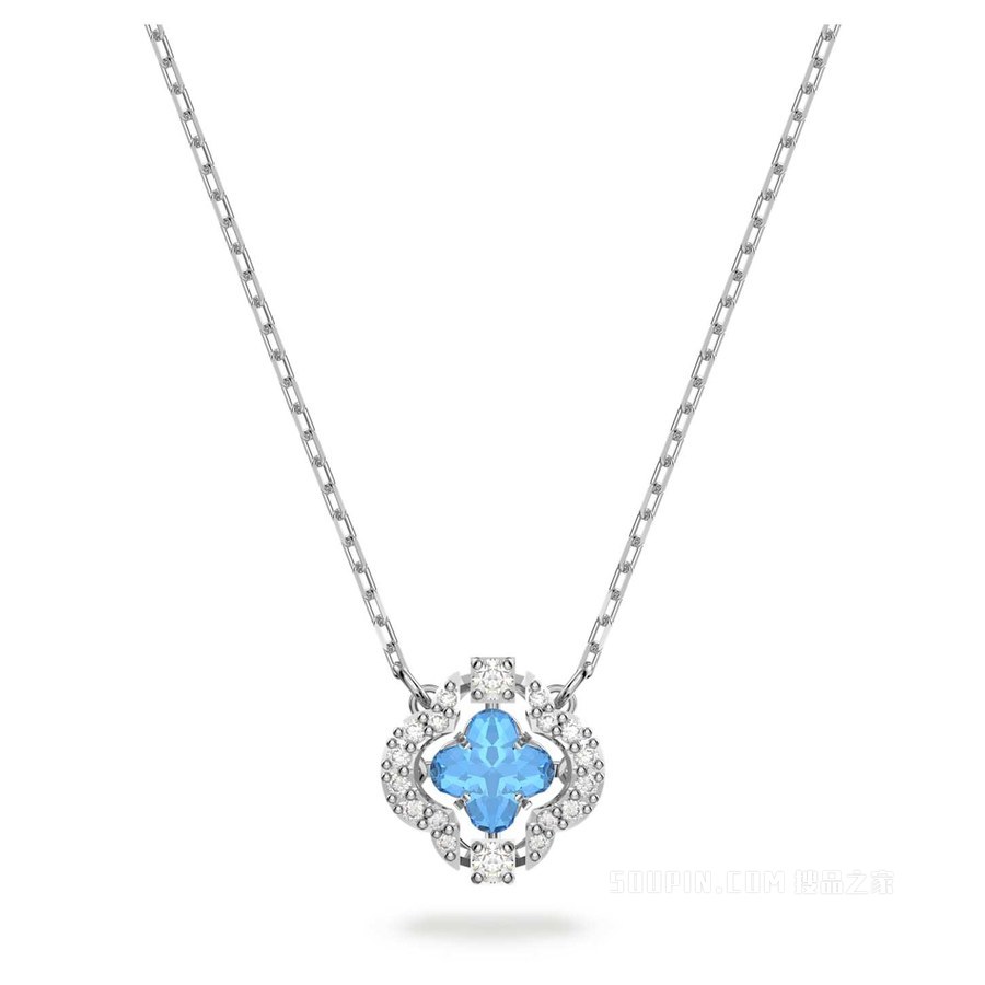 Swarovski Sparkling Dance 项链, 蓝色, 镀铑