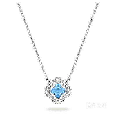 Swarovski Sparkling Dance 项链, 蓝色, 镀铑
