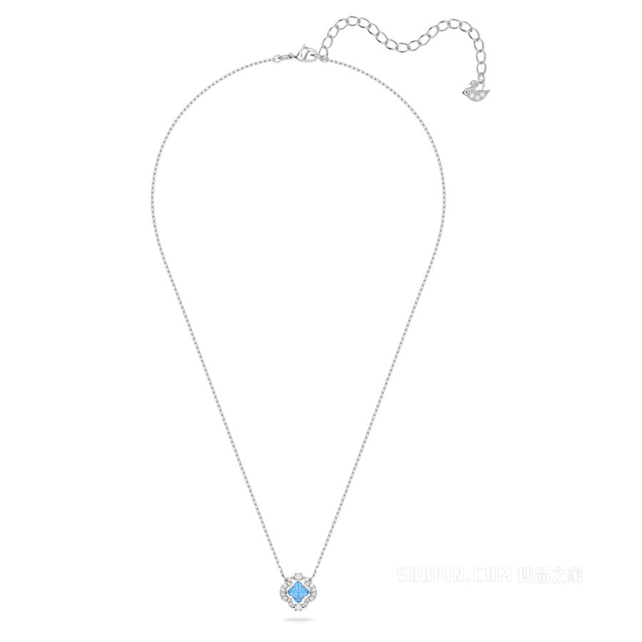 Swarovski Sparkling Dance 项链, 蓝色, 镀铑