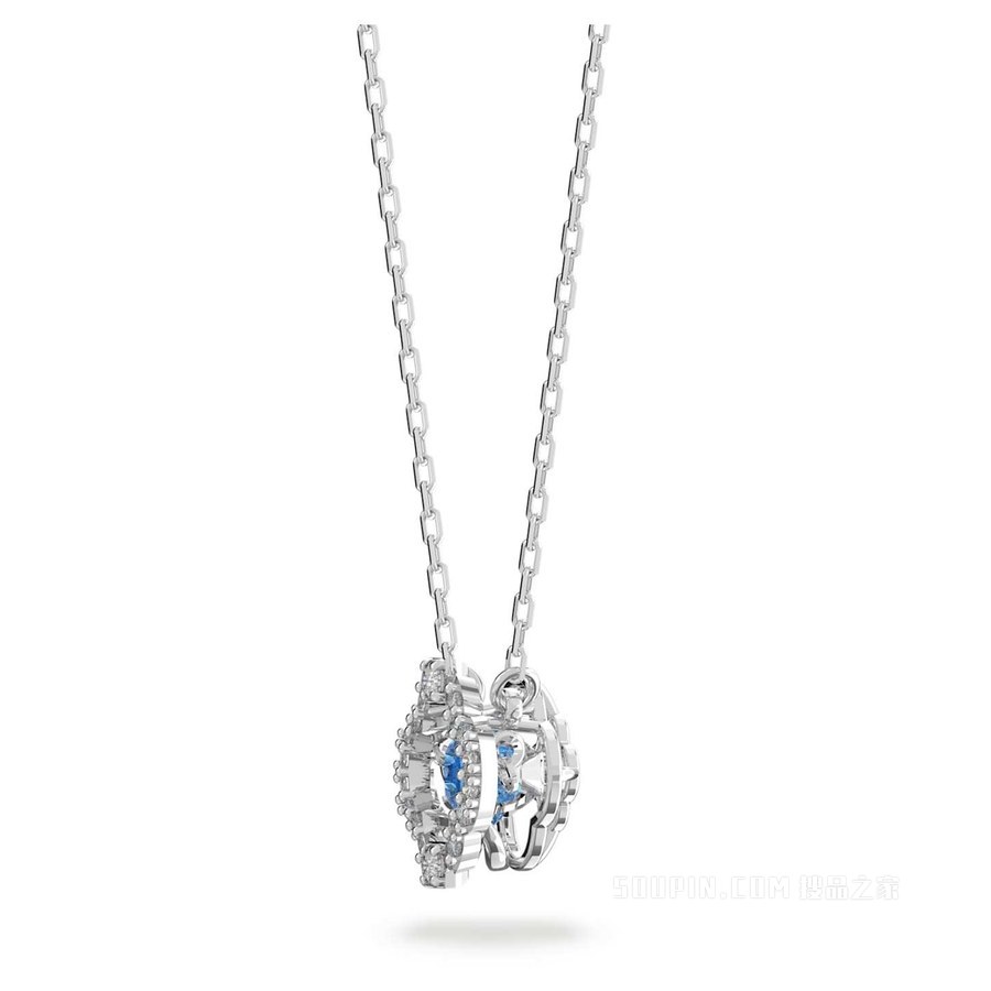 Swarovski Sparkling Dance 项链, 蓝色, 镀铑