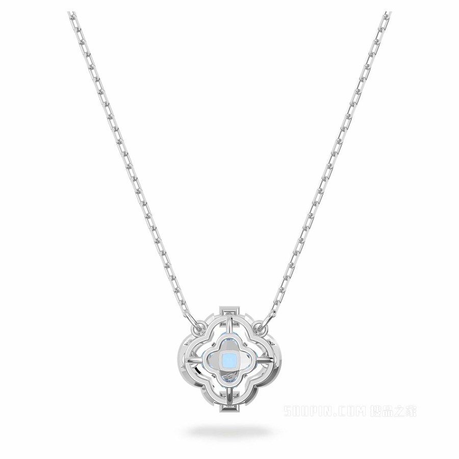 Swarovski Sparkling Dance 项链, 蓝色, 镀铑