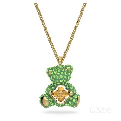 Teddy 链坠, 绿色, 镀金色调