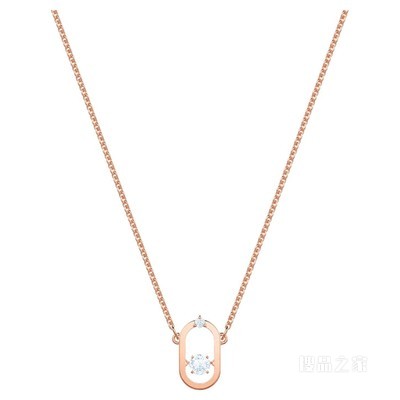 Swarovski Sparkling Dance Oval 项链, 圆形切割, 白色, 镀玫瑰金色调