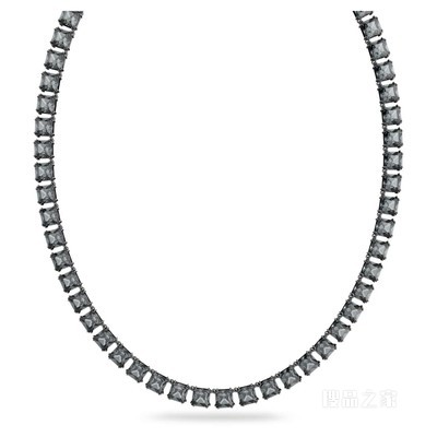Millenia 项链, 方形切割, 灰色, 镀钌