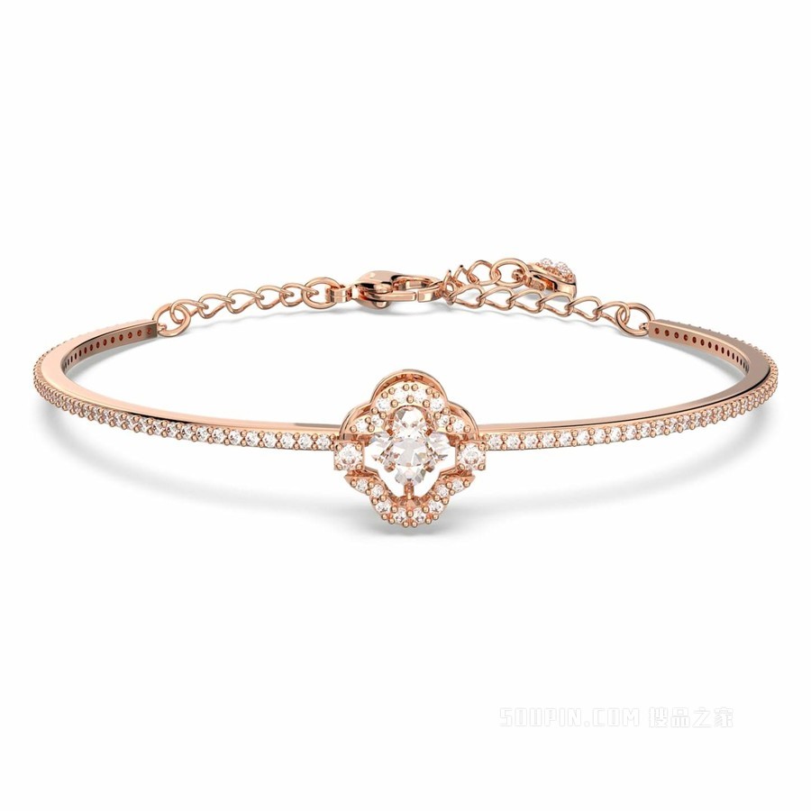Swarovski Sparkling Dance 手镯, 白色, 镀玫瑰金色调