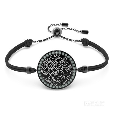 Connexus medallion 手链, 黑色, 镀铑