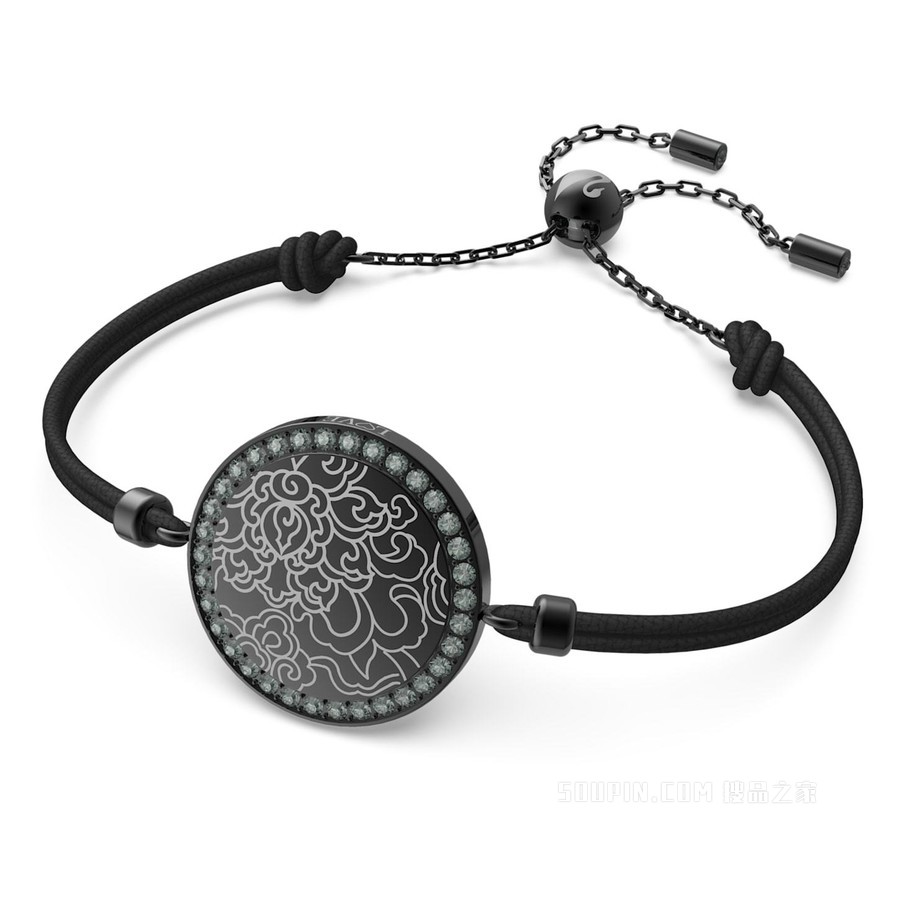 Connexus medallion 手链, 黑色, 镀铑