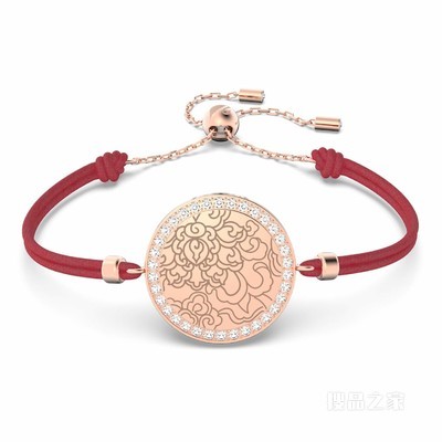 Connexus medallion 手链, 红色, 镀玫瑰金色调