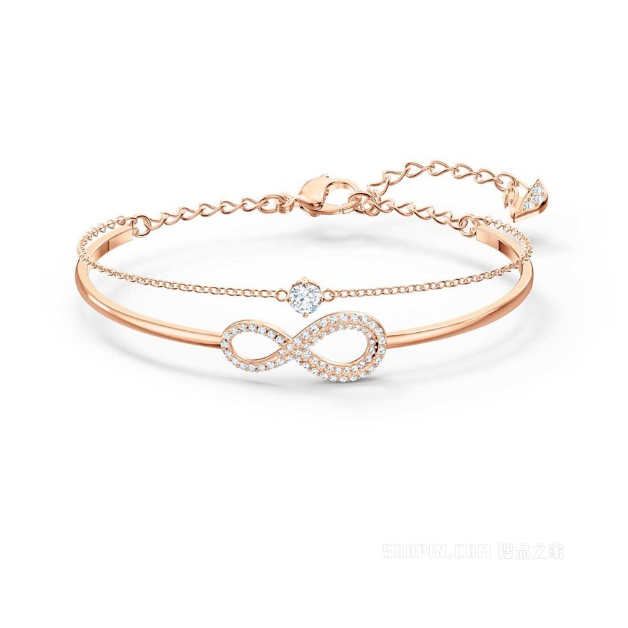 Swarovski Infinity 手镯, Infinity, 白色, 镀玫瑰金色调