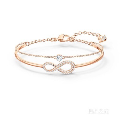 Swarovski Infinity 手镯, Infinity, 白色, 镀玫瑰金色调