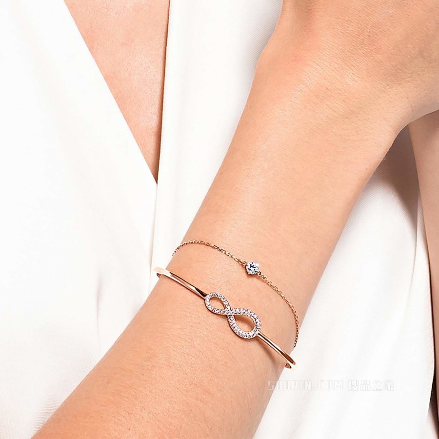 Swarovski Infinity 手镯, Infinity, 白色, 镀玫瑰金色调