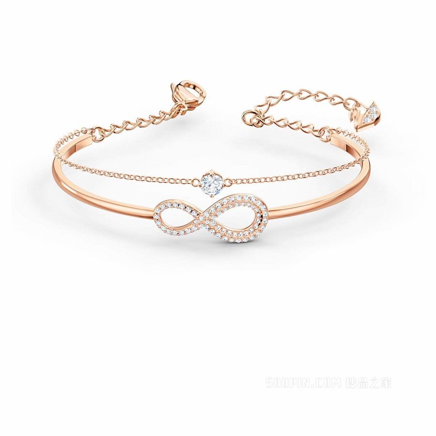 Swarovski Infinity 手镯, Infinity, 白色, 镀玫瑰金色调