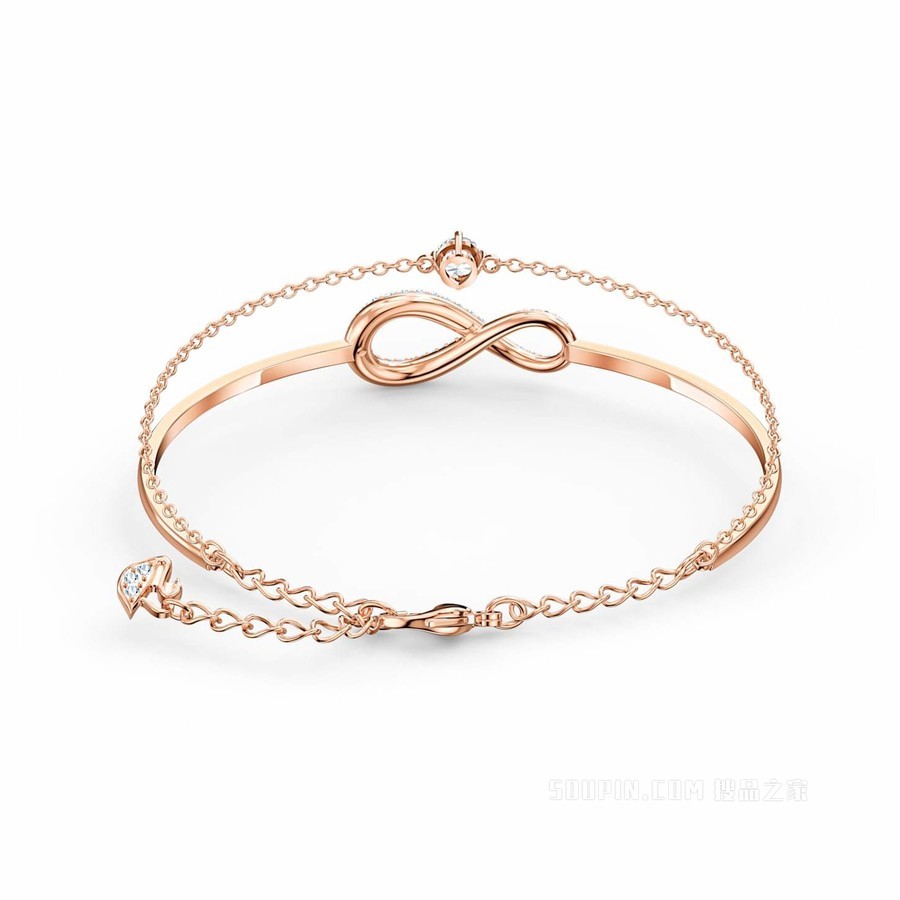 Swarovski Infinity 手镯, Infinity, 白色, 镀玫瑰金色调
