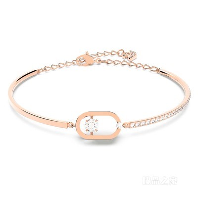Swarovski Sparkling Dance Oval 手链, 圆形切割, 白色, 镀玫瑰金色调