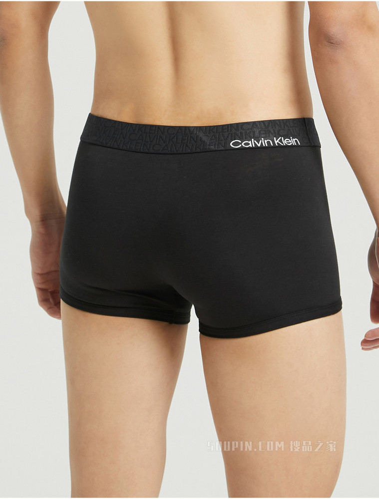 Calvin Klein 男士黑色橡筋醒目LOGO腰边棉质弹力贴身平角内裤NB2682