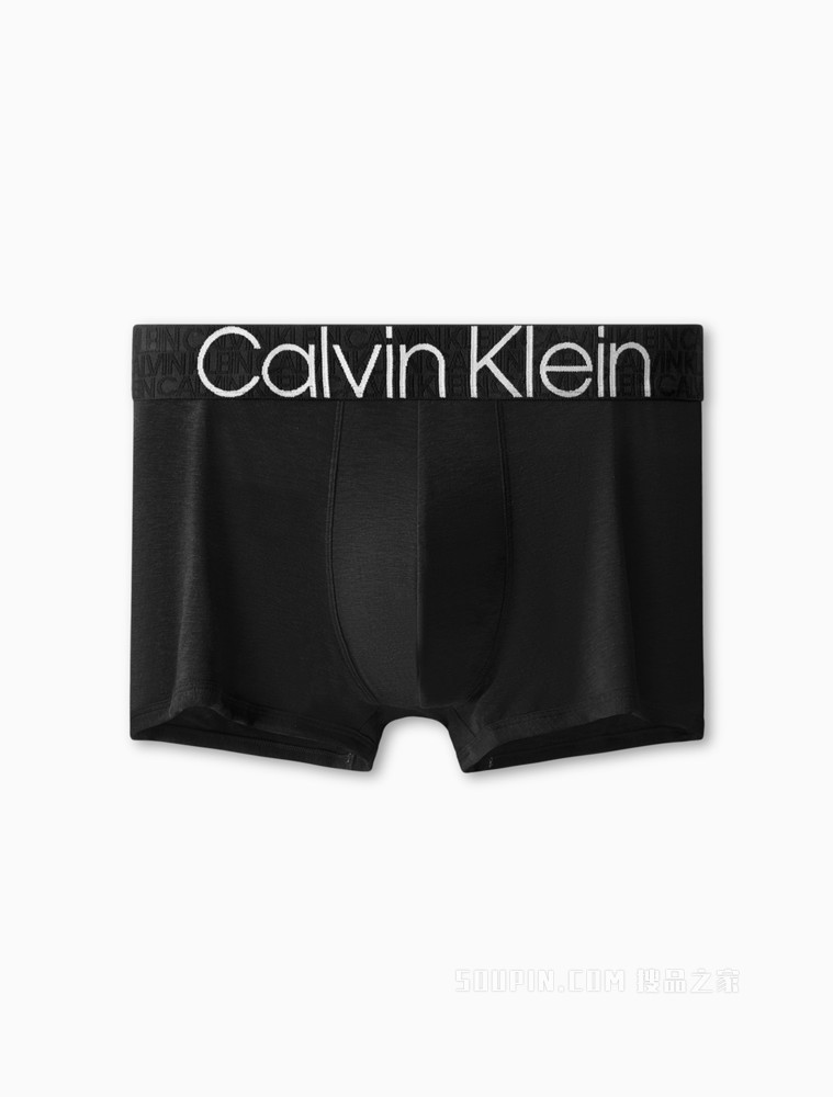 Calvin Klein 男士黑色橡筋醒目LOGO腰边棉质弹力贴身平角内裤NB2682