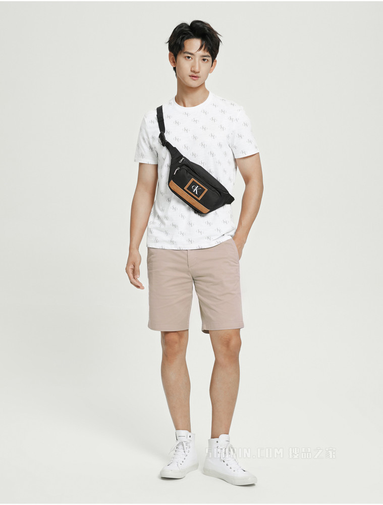 Calvin Klein 22春季新款男士简约铆钉扣LOGO贴片休闲短裤ZM01910