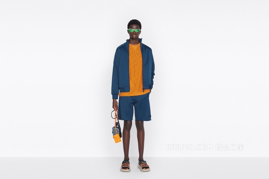 DIOR AND PARLEY 拉链运动夹克 蓝色 Parley Ocean Plastic 混纺平纹针织面料