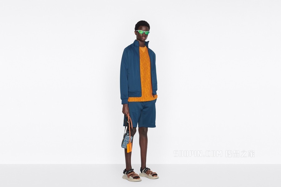DIOR AND PARLEY 拉链运动夹克 蓝色 Parley Ocean Plastic 混纺平纹针织面料