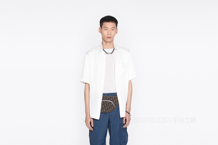 DIOR AND PARLEY 短袖衬衫 白色 Parley Ocean Plastic 桑蚕丝混纺提花面料