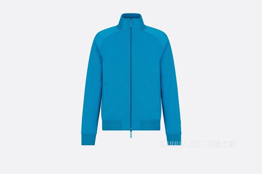 DIOR AND PARLEY 拉链运动夹克 蓝绿色 Parley Ocean Plastic 混纺平纹针织面料
