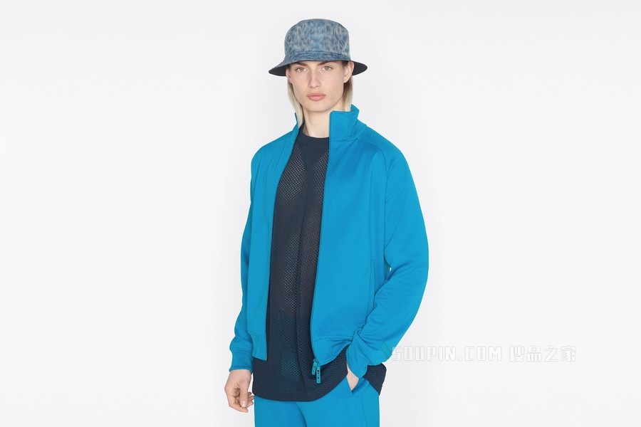 DIOR AND PARLEY 拉链运动夹克 蓝绿色 Parley Ocean Plastic 混纺平纹针织面料