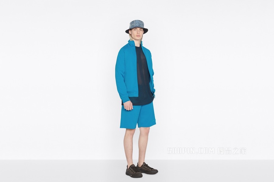 DIOR AND PARLEY 拉链运动夹克 蓝绿色 Parley Ocean Plastic 混纺平纹针织面料